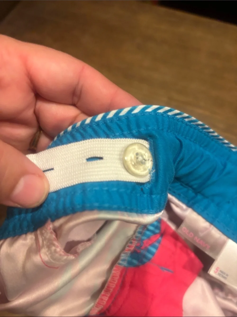 Old Navy Red Swim Shorts with Blue Flip-Flop Print